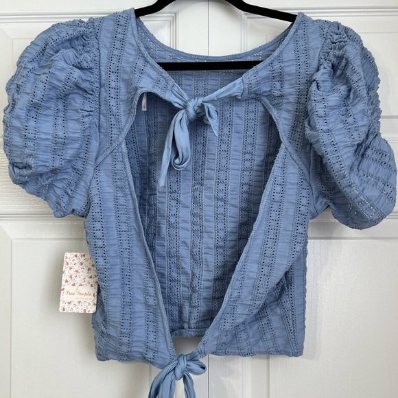 Free People Backless Blue Tshirt - Picture 1 of 3